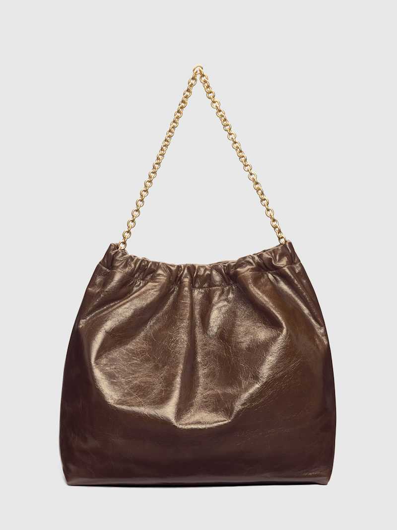 Dahlia Chic Leather Tote Bag: Versatile Shoulder Carry-all with Elegant Chain Strap