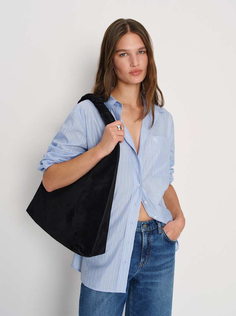 Willow Suede Tote Bag: Elegant Ruched Strap, Secure Zipper, Crafted in Italy