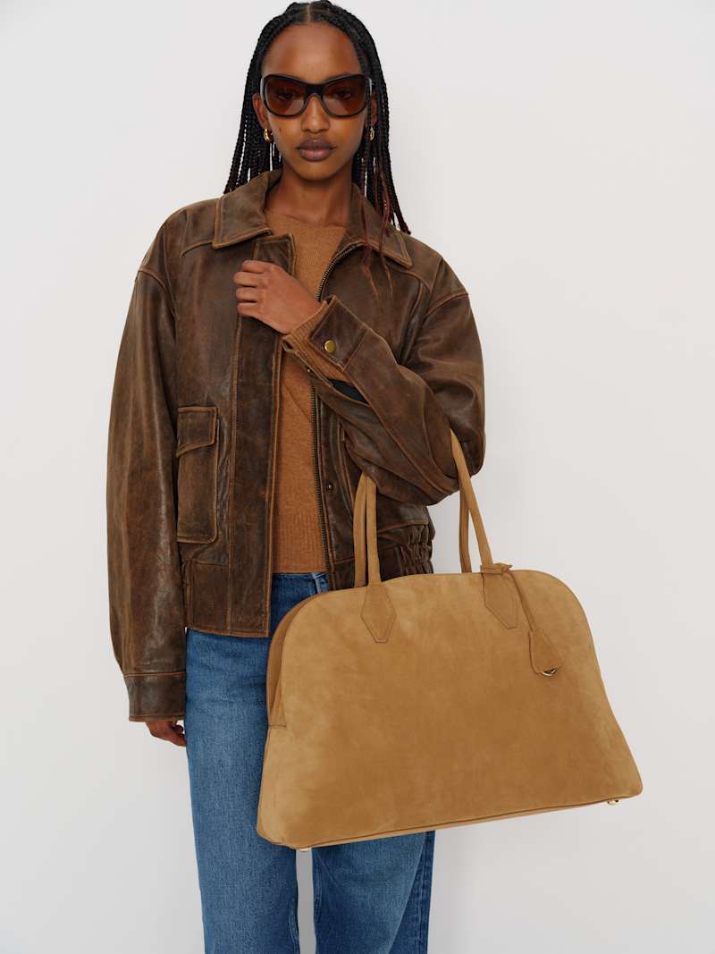 Reformation Oversized Seraphina Premium Suede Leather Tote Bag with Zipper