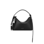 Chic Mini Silver Black Hobo Bag - Versatile Calf Leather Shoulder Purse