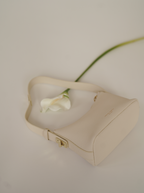 Chic Ivory Togo Leather Twister Hobo Bag with Adjustable Strap Gold Accents