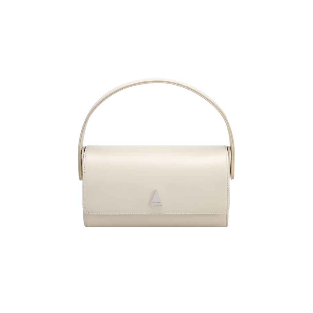 Chic Ivory Nappa Leather La Pochette Mini Handbag Versatile Crossbody Bag
