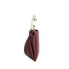 Chic Burgundy Genuine Leather Ring Handle Mini Evening Shoulder Bag for Women