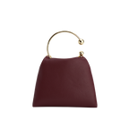 Chic Burgundy Genuine Leather Ring Handle Mini Evening Shoulder Bag for Women