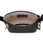 Chic Mini Black Leather Hobo Shoulder Bag with Gold Hardware, Versatile Style