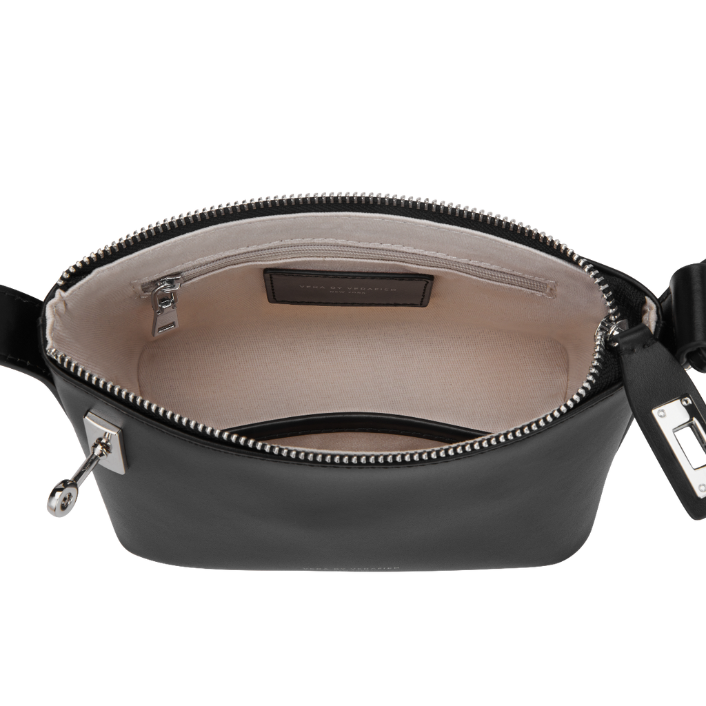 Chic Mini Silver Black Hobo Bag - Versatile Calf Leather Shoulder Purse