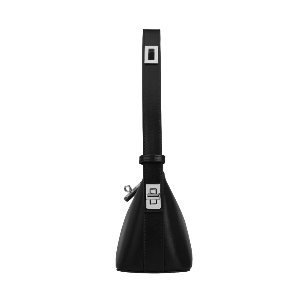 Chic Mini Silver Black Hobo Bag - Versatile Calf Leather Shoulder Purse