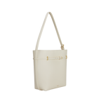 Chic Ivory Togo Leather Belted Tote Bag - Stylish Adjustable Shoulder Handbag