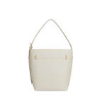 Chic Ivory Togo Leather Belted Tote Bag - Stylish Adjustable Shoulder Handbag