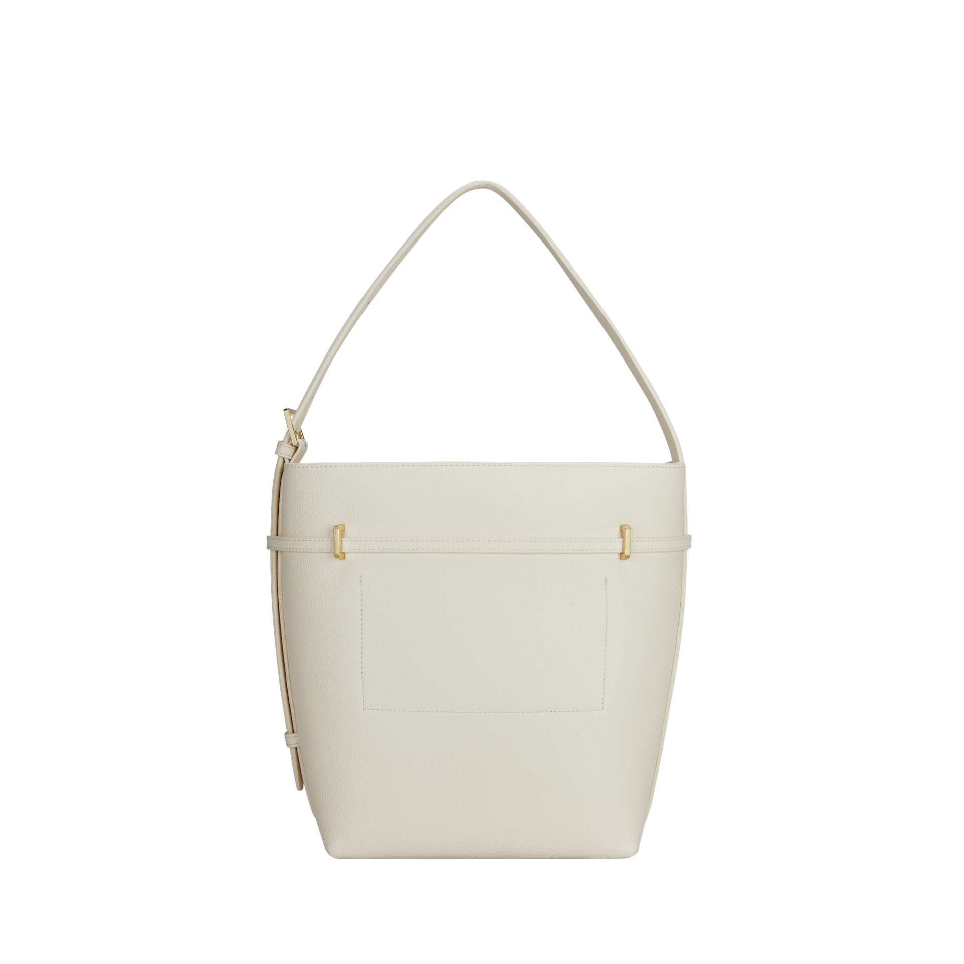Chic Ivory Togo Leather Belted Tote Bag - Stylish Adjustable Shoulder Handbag