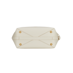 Chic Ivory Togo Leather Belted Tote Bag - Stylish Adjustable Shoulder Handbag