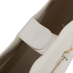 Chic Ivory Togo Leather Belted Tote Bag - Stylish Adjustable Shoulder Handbag