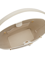 Chic Ivory Togo Leather Belted Tote Bag - Stylish Adjustable Shoulder Handbag