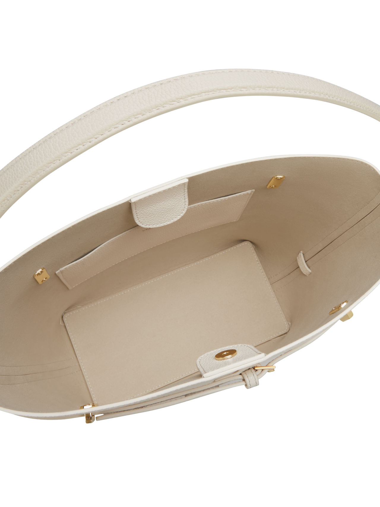 Chic Ivory Togo Leather Belted Tote Bag - Stylish Adjustable Shoulder Handbag