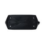 Chic Black Waxy Leather Belted Tote Bag, Versatile Shoulder Carry