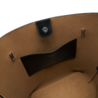 Chic Black Waxy Leather Belted Tote Bag, Versatile Shoulder Carry