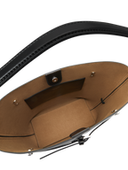 Chic Black Waxy Leather Belted Tote Bag, Versatile Shoulder Carry