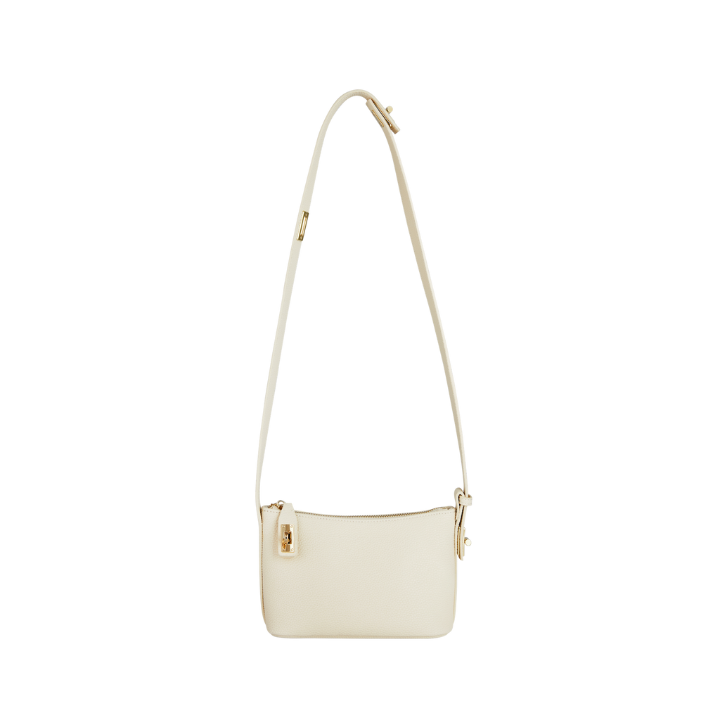 Chic Ivory Togo Leather Twister Hobo Bag with Adjustable Strap Gold Accents
