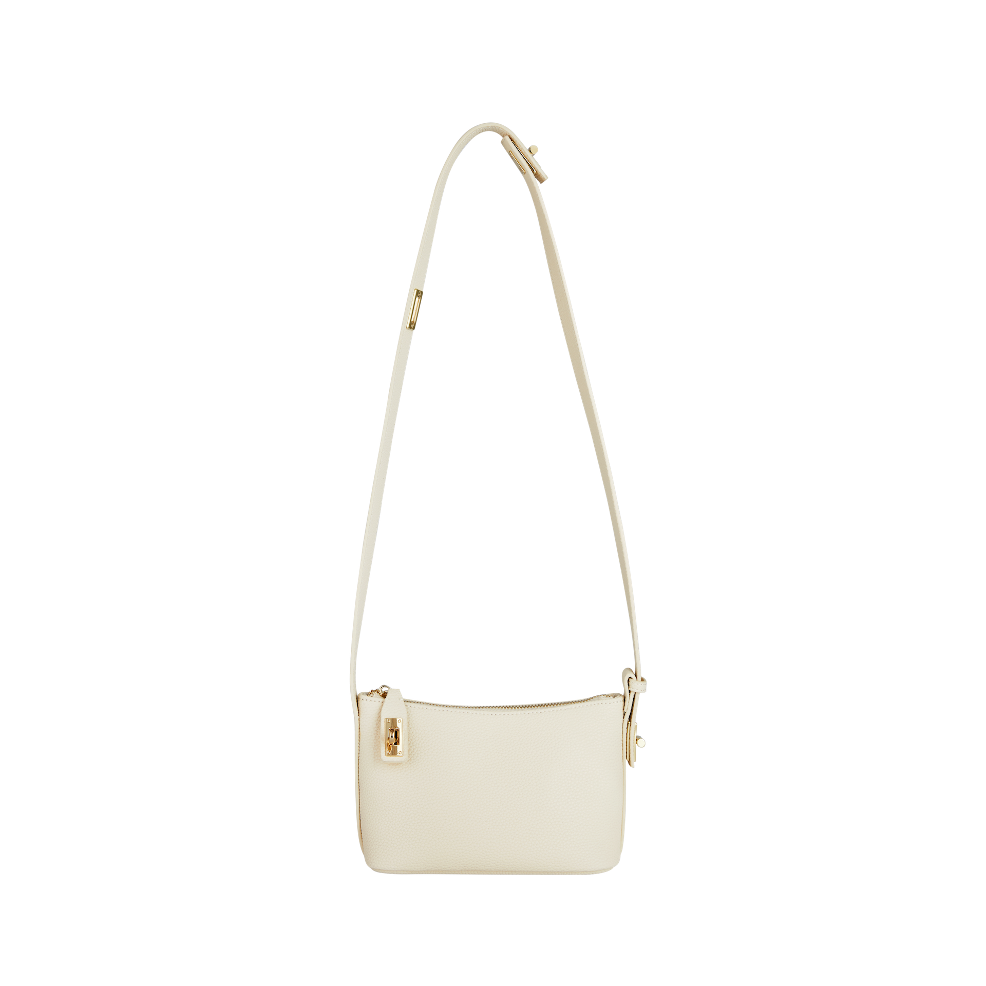 Chic Ivory Togo Leather Twister Hobo Bag with Adjustable Strap Gold Accents