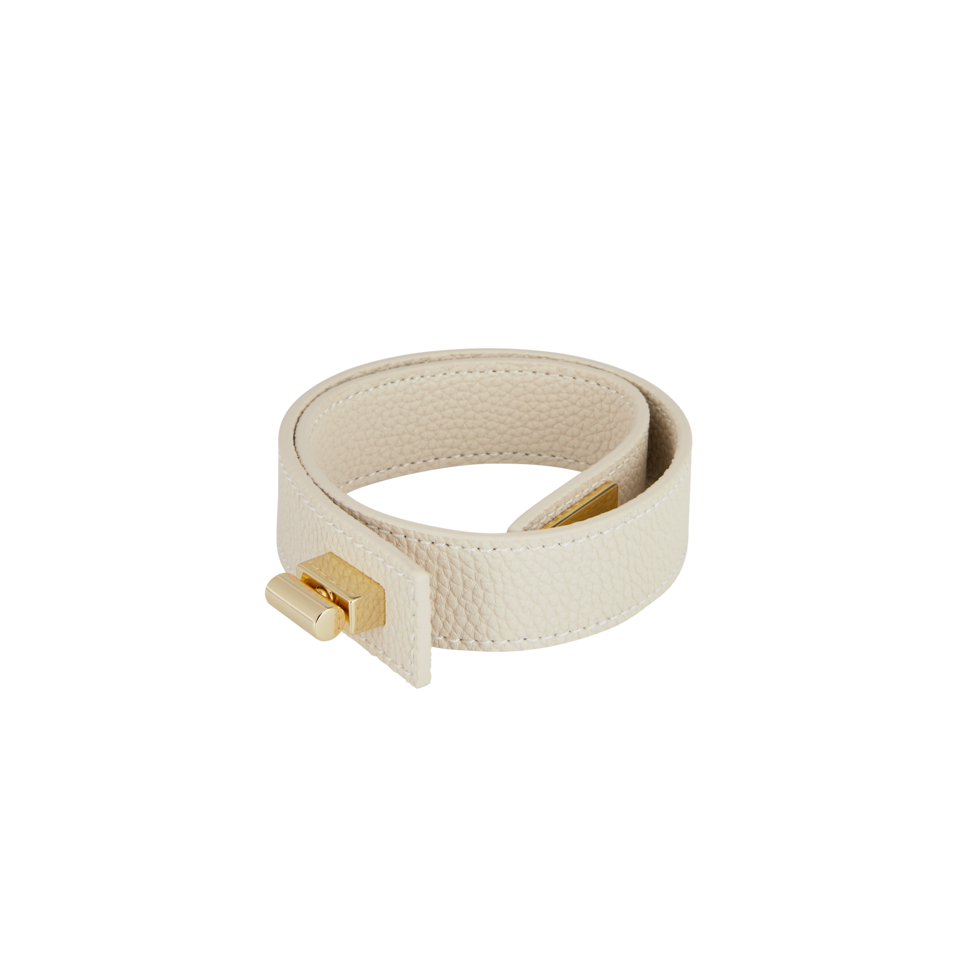 Chic Ivory Togo Leather Twister Hobo Bag with Adjustable Strap Gold Accents