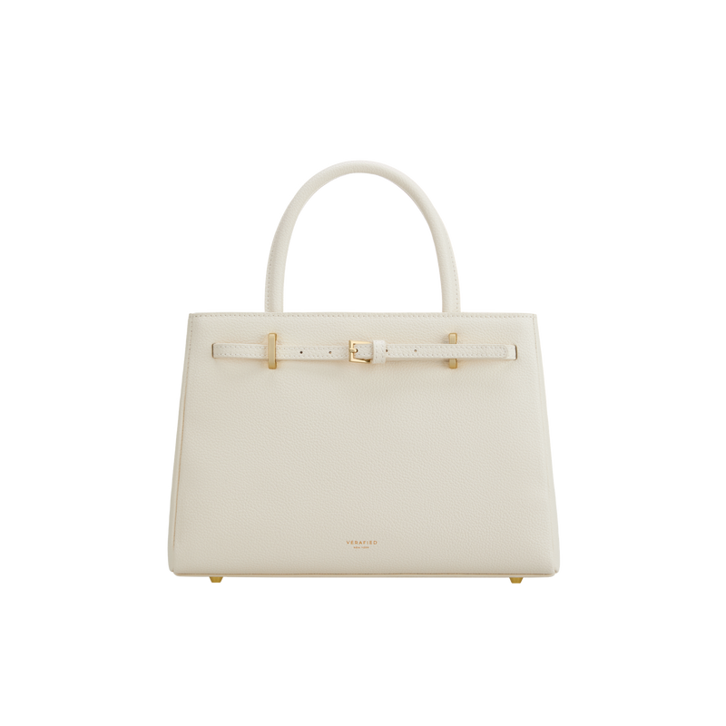Chic Ivory Togo Leather Book Tote Bag 25: Versatile Crossbody Handbag
