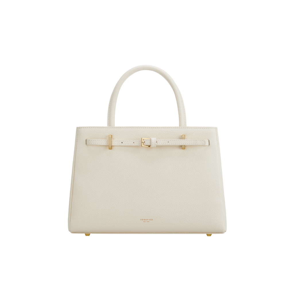 Chic Ivory Togo Leather Book Tote Bag 25: Versatile Crossbody Handbag