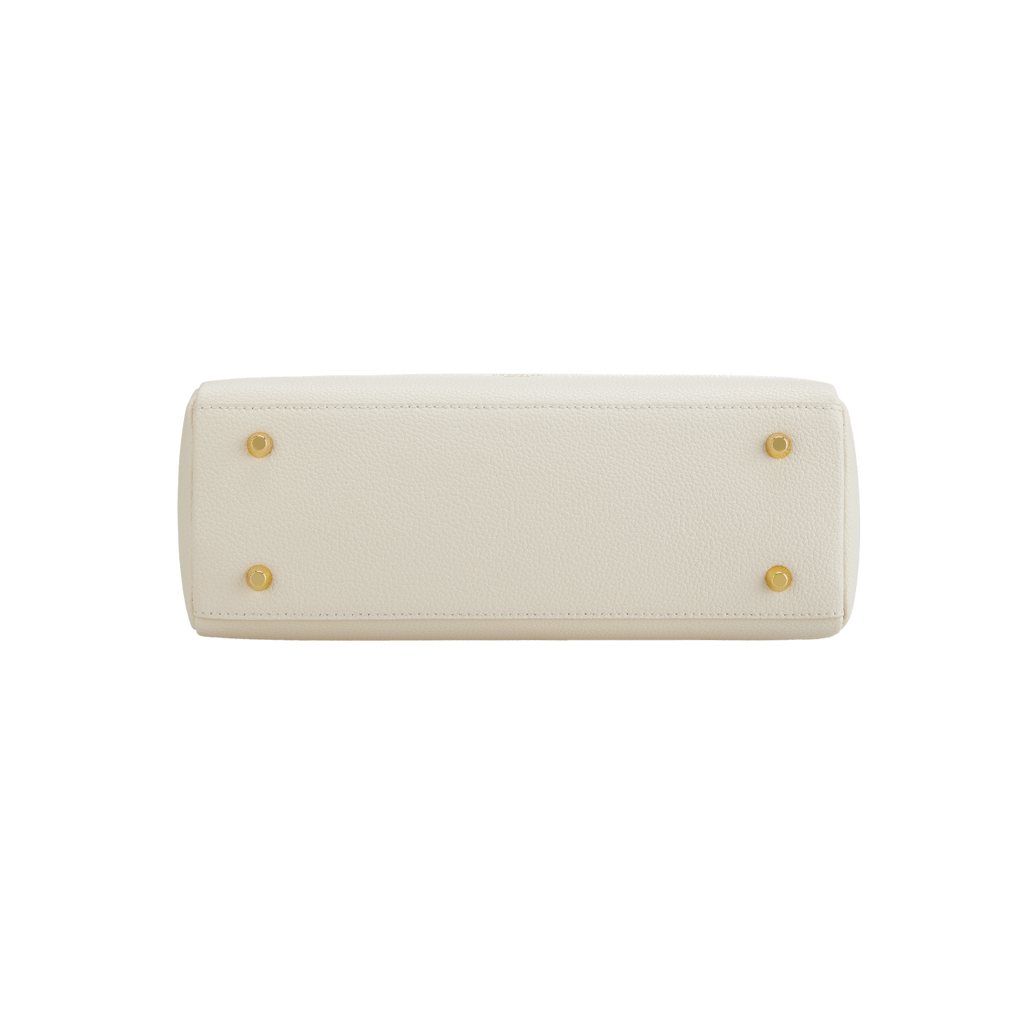 Chic Ivory Togo Leather Book Tote Bag 25: Versatile Crossbody Handbag