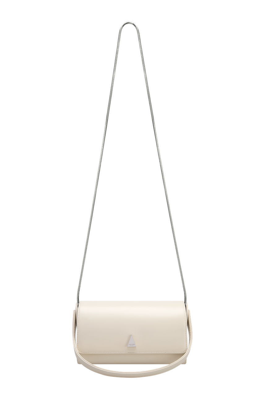 Chic Ivory Nappa Leather La Pochette Mini Handbag Versatile Crossbody Bag