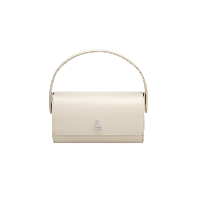 Chic Ivory Nappa Leather La Pochette Mini Handbag Versatile Crossbody Bag