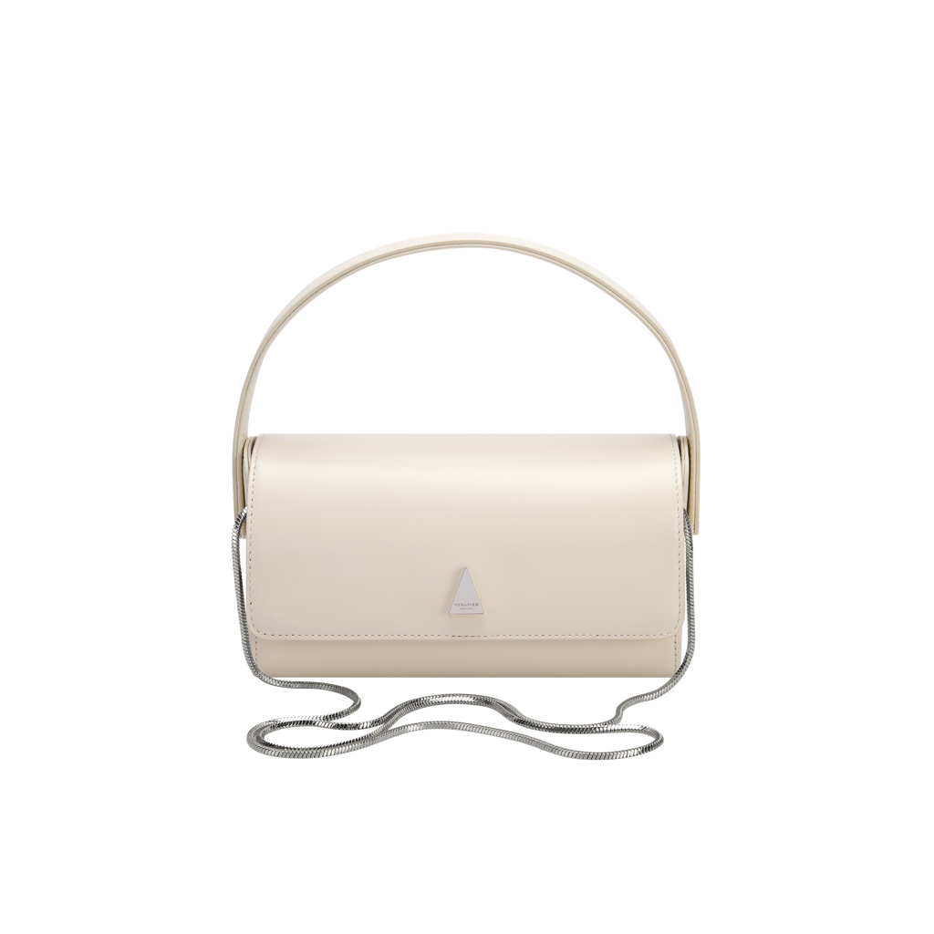 Chic Ivory Nappa Leather La Pochette Mini Handbag Versatile Crossbody Bag