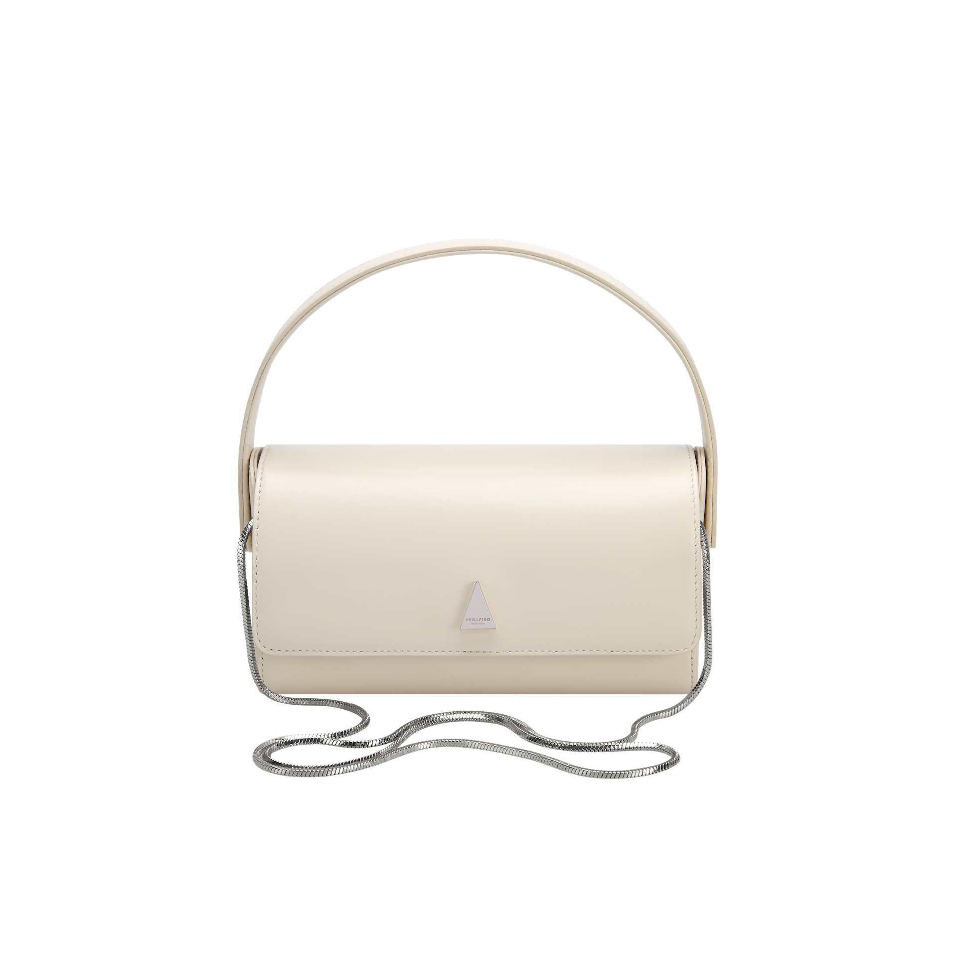 Chic Ivory Nappa Leather La Pochette Mini Handbag Versatile Crossbody Bag