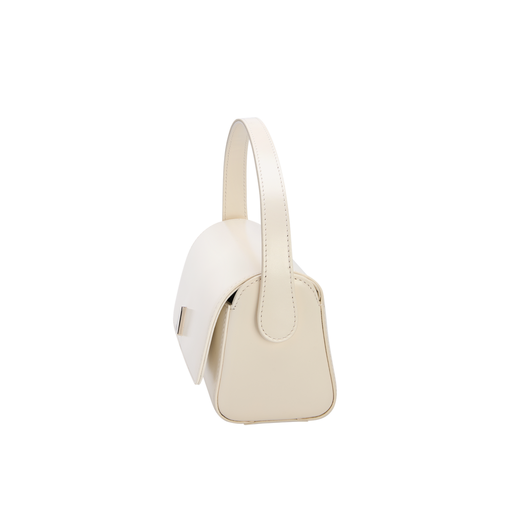 Chic Ivory Nappa Leather La Pochette Mini Handbag Versatile Crossbody Bag