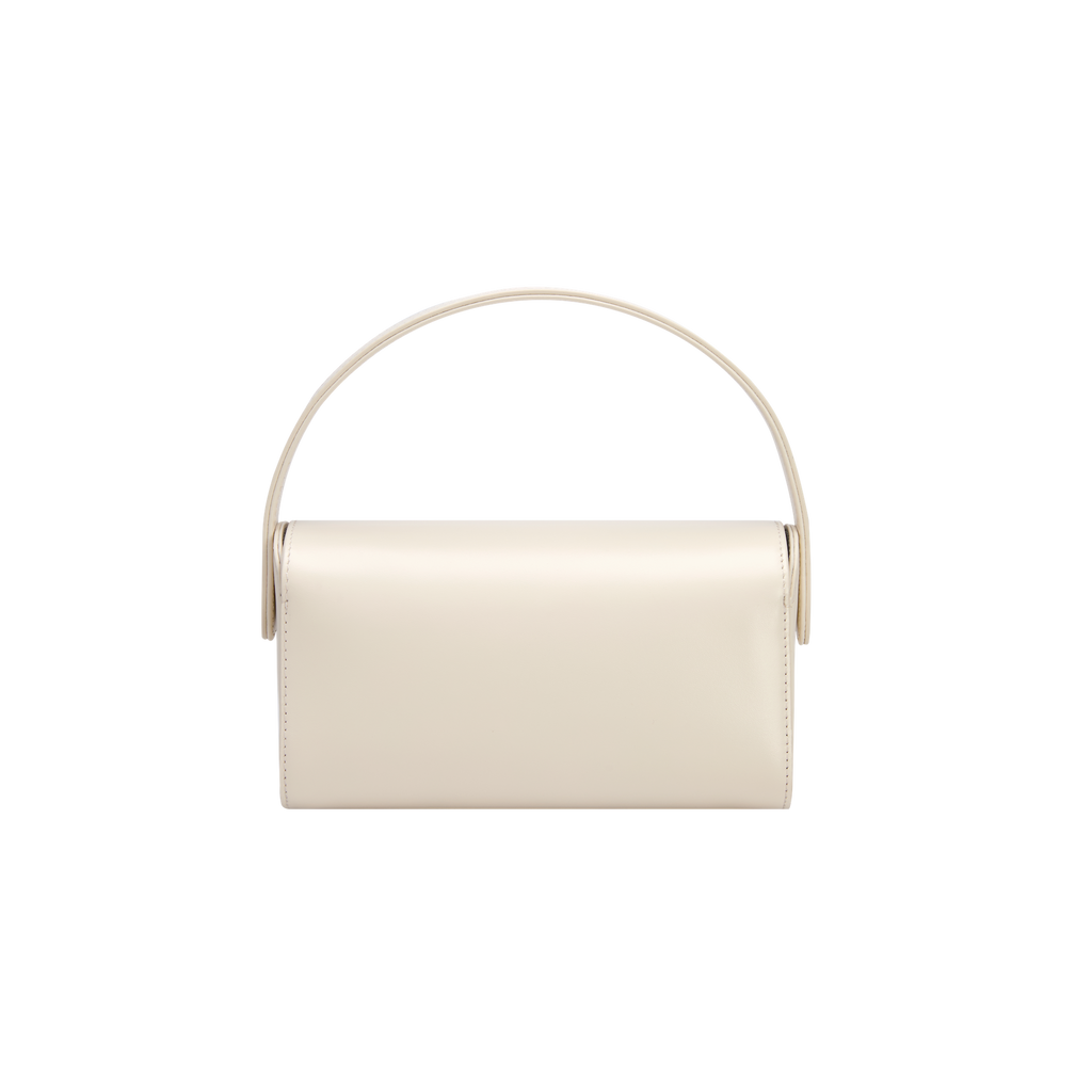 Chic Ivory Nappa Leather La Pochette Mini Handbag Versatile Crossbody Bag