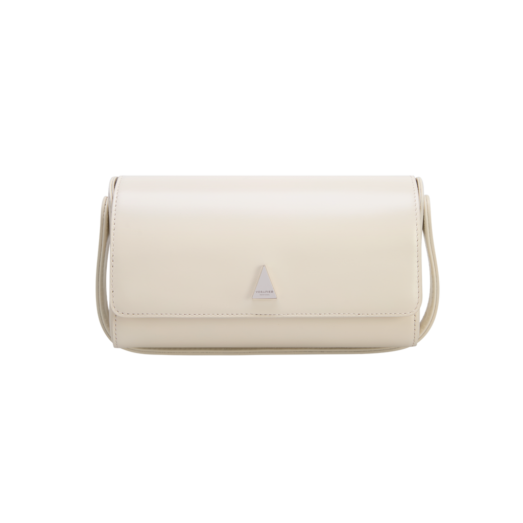 Chic Ivory Nappa Leather La Pochette Mini Handbag Versatile Crossbody Bag
