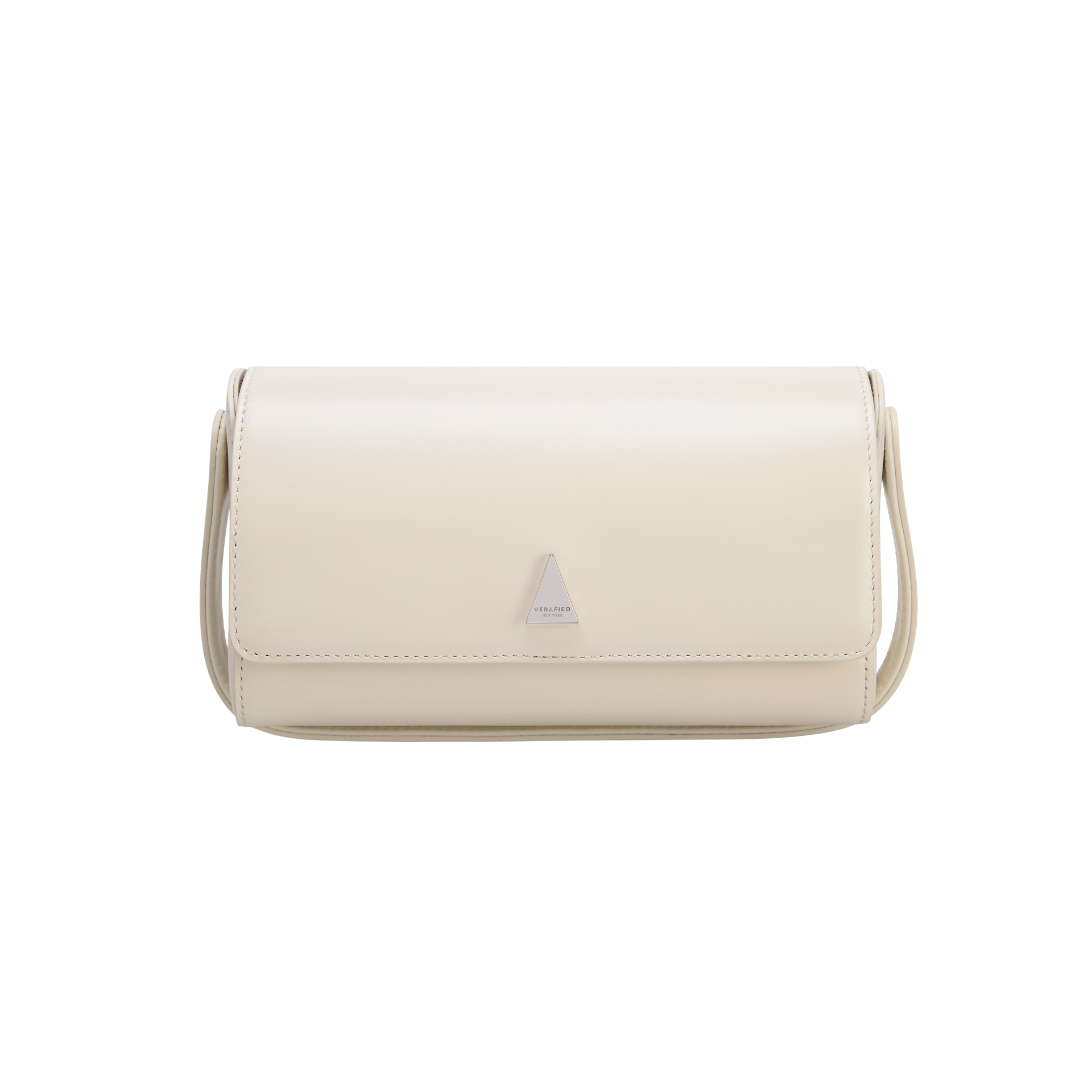Chic Ivory Nappa Leather La Pochette Mini Handbag Versatile Crossbody Bag