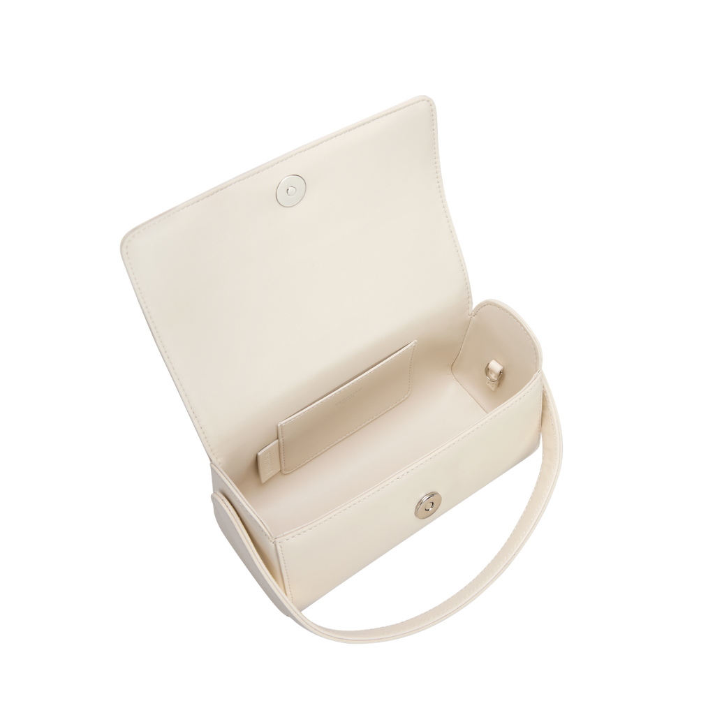 Chic Ivory Nappa Leather La Pochette Mini Handbag Versatile Crossbody Bag