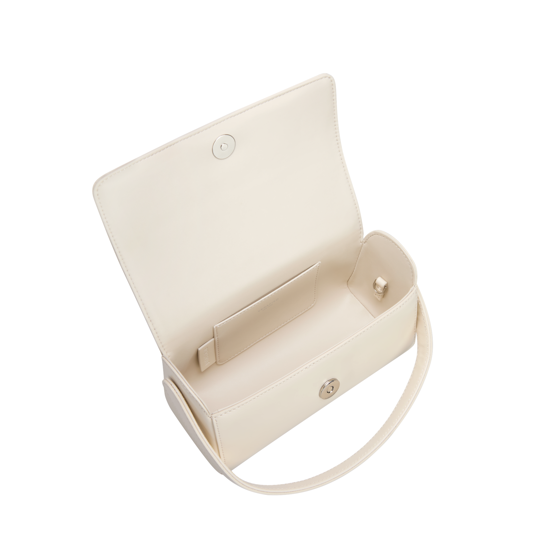 Chic Ivory Nappa Leather La Pochette Mini Handbag Versatile Crossbody Bag