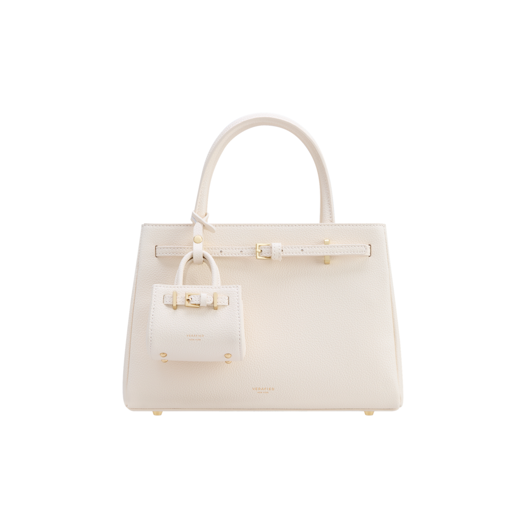 Chic Ivory Togo Leather Book Tote Bag 25: Versatile Crossbody Handbag