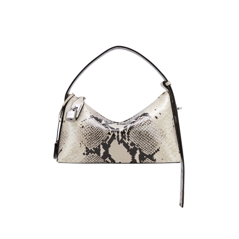 Luxurious Python Print Calf Leather Hobo Bag with Adjustable Strap