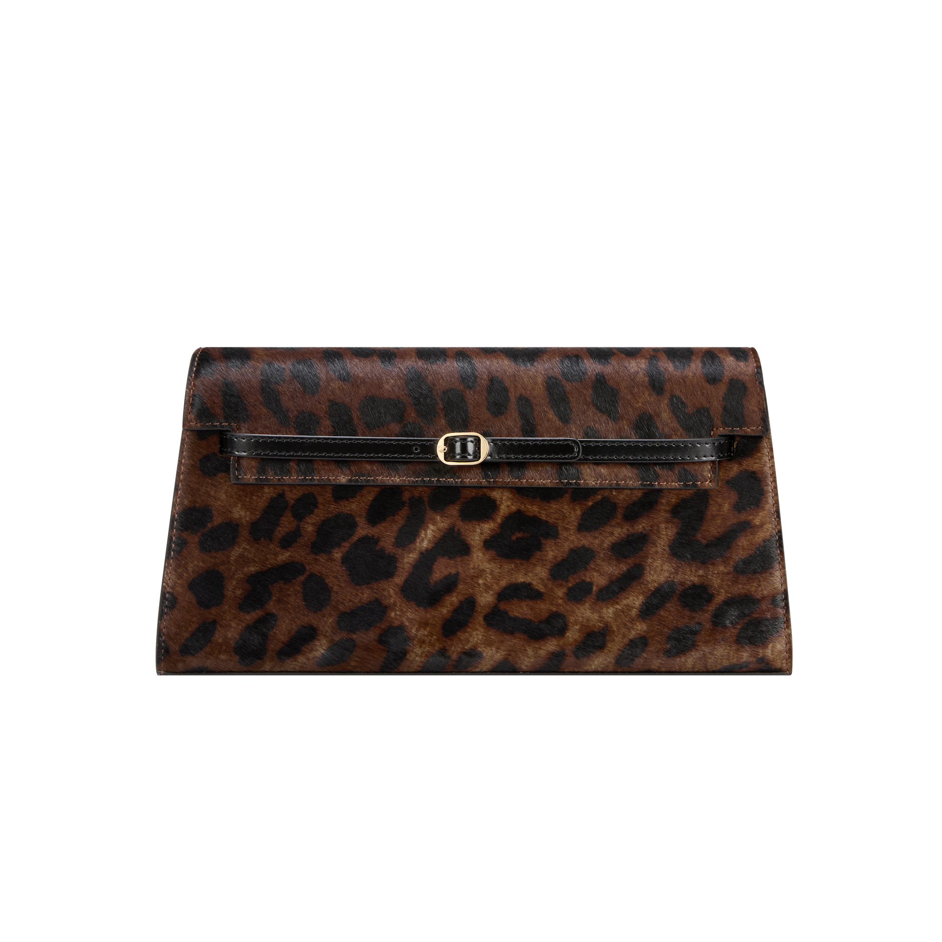 Chic Leopard Print Calf Hair Shoulder Bag with Metallic Buckle for Women