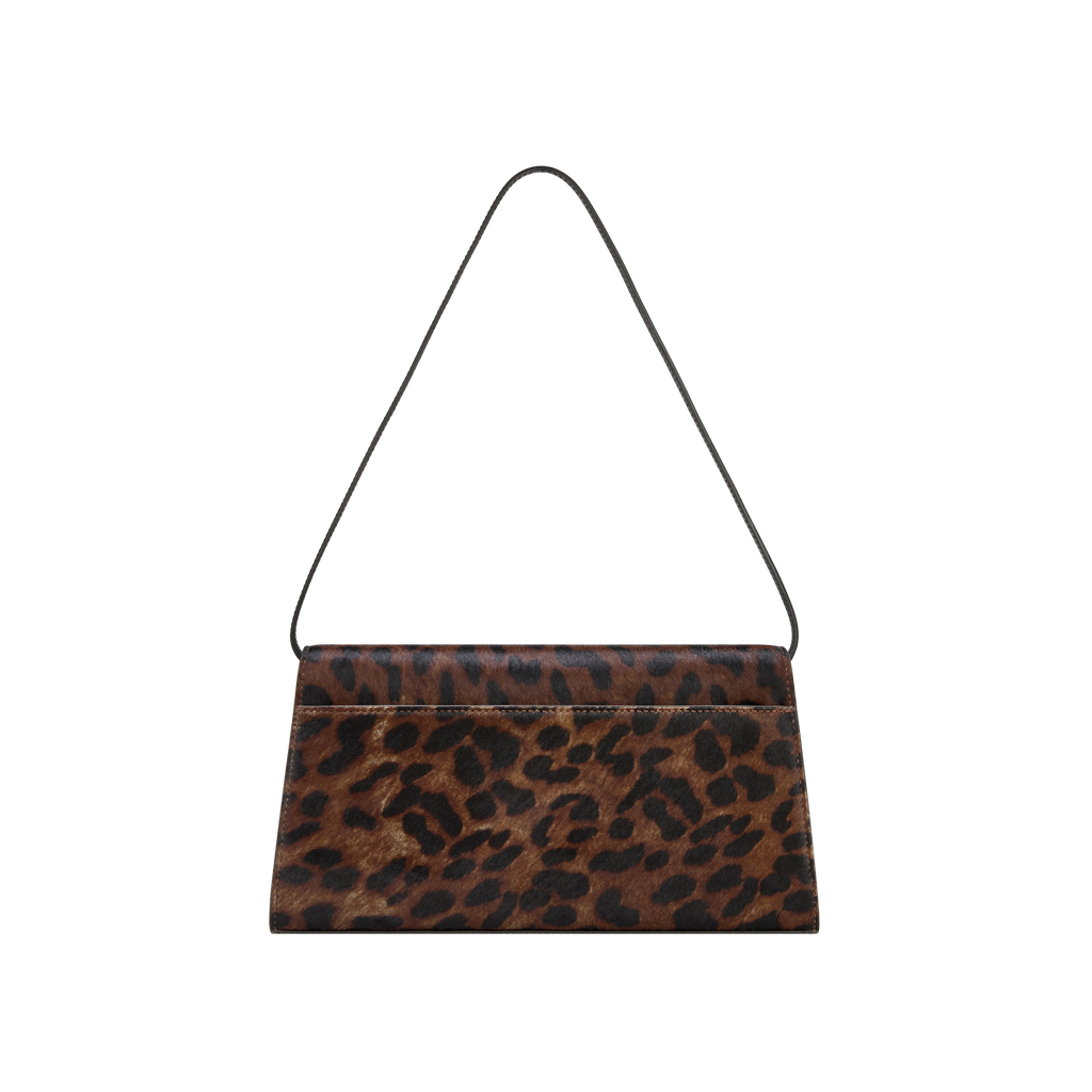 Chic Leopard Print Calf Hair Shoulder Bag with Metallic Buckle for Women