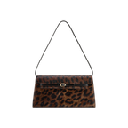 Chic Leopard Print Calf Hair Shoulder Bag with Metallic Buckle for Women