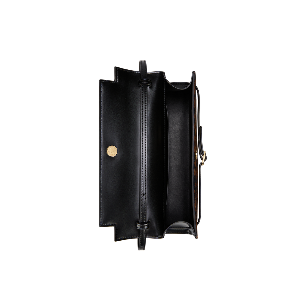 Chic Leopard Print Calf Hair Shoulder Bag with Metallic Buckle for Women