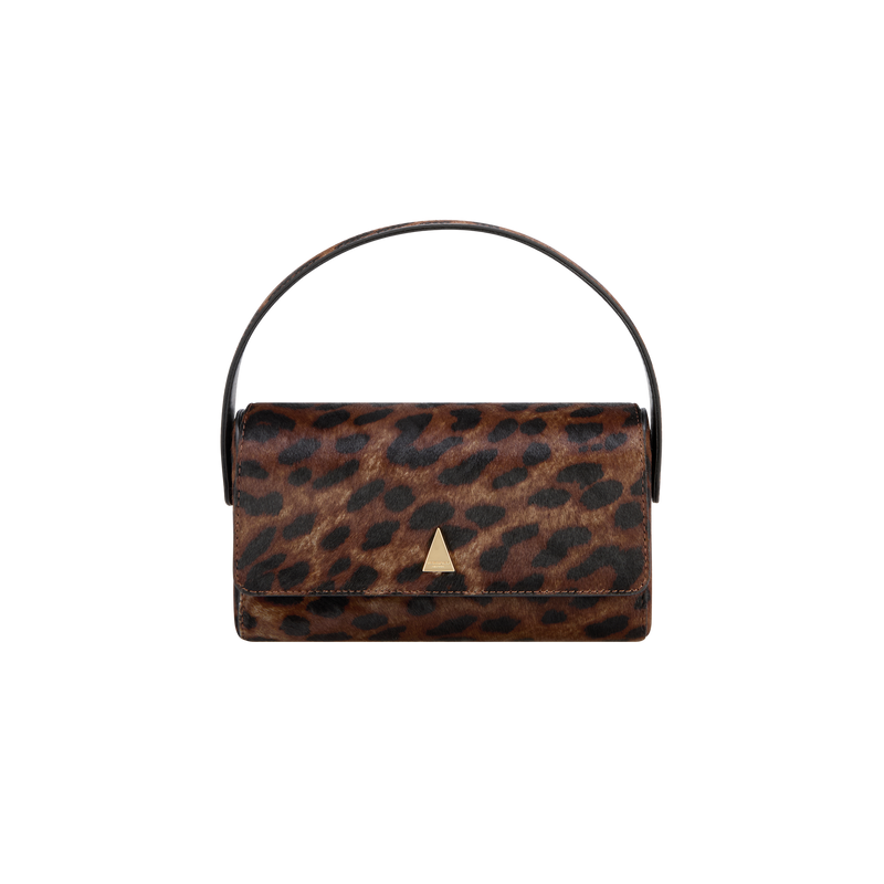 VERAFIED Chic Leopard Calf Hair La Pochette Shoulder Bag Gold Chain