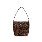 Chic Leopard Print Calf Hair Belted Tote Bag with Adjustable Shoulder Strap