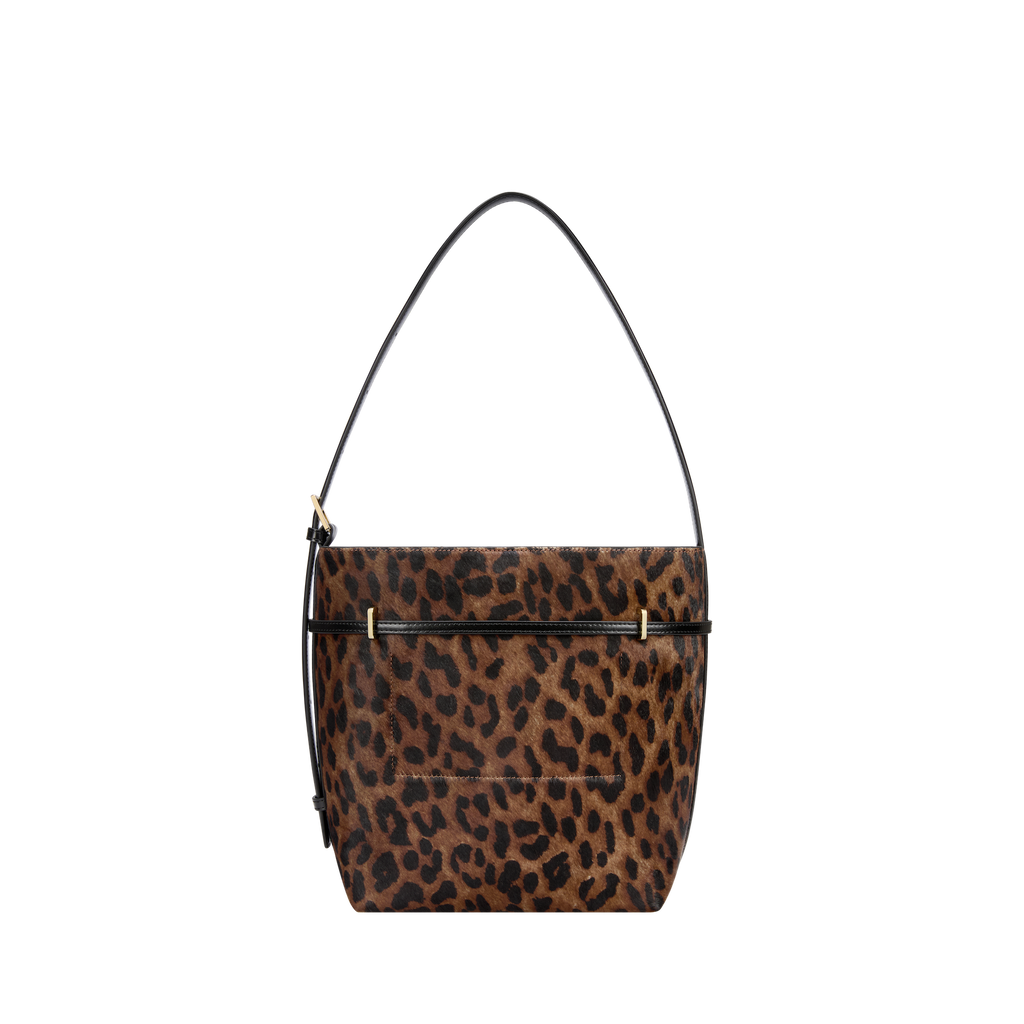 Chic Leopard Print Calf Hair Belted Tote Bag with Adjustable Shoulder Strap