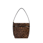 Chic Leopard Print Calf Hair Belted Tote Bag with Adjustable Shoulder Strap