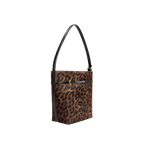 Chic Leopard Print Calf Hair Belted Tote Bag with Adjustable Shoulder Strap