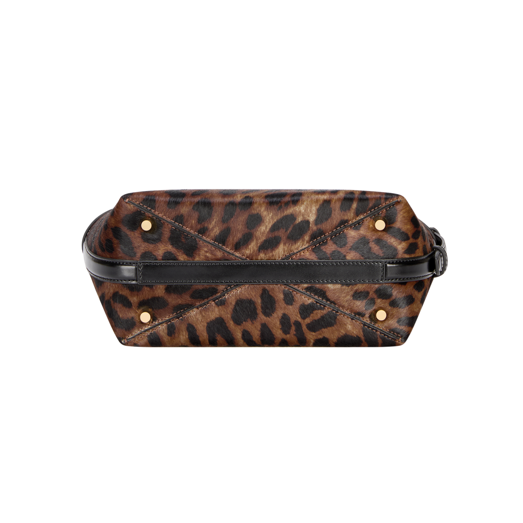 Chic Leopard Print Calf Hair Belted Tote Bag with Adjustable Shoulder Strap