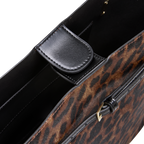 Chic Leopard Print Calf Hair Belted Tote Bag with Adjustable Shoulder Strap